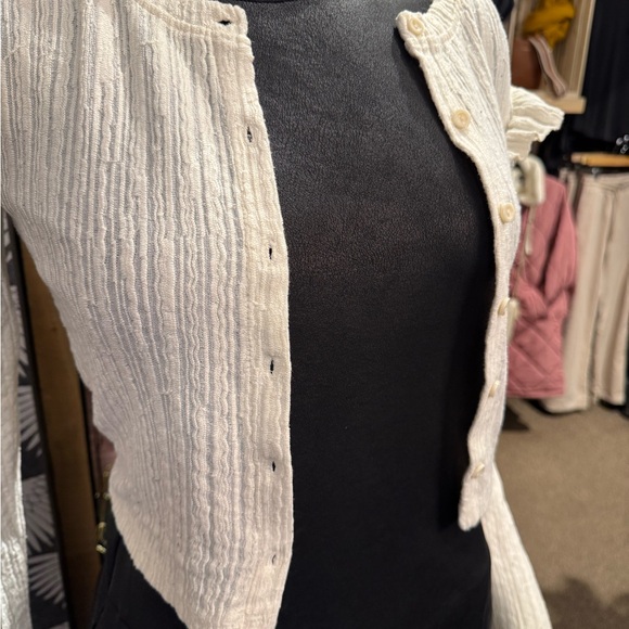 Zara Black and Cream Ribbed Blouse - Picture 2 of 8